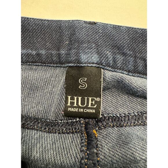 HUE Essential Denim Leggings Size S Deep Indigo Wash Belt Loops Pull On Jeggings - Picture 4 of 8